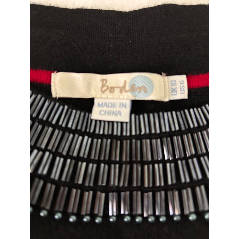 Boden Womens Sweater Size 6 Black Beaded Wool‎ Blend Holiday Chic Luxury Sparkle - Picture 3 of 7